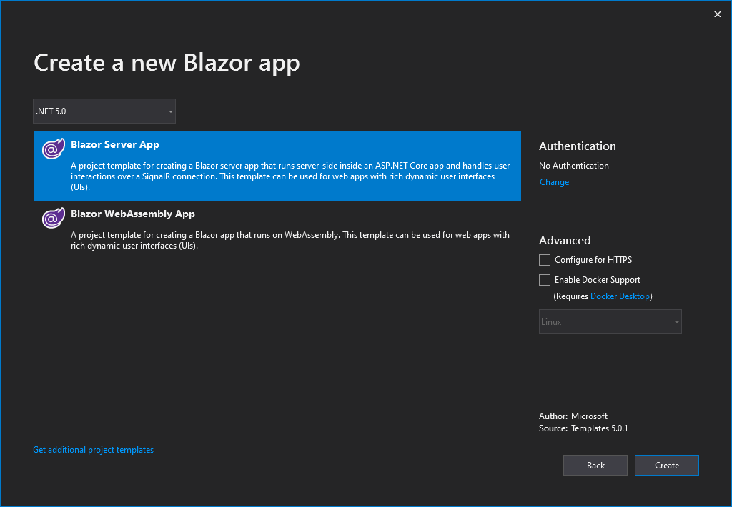 Blazor-Server-App-in-Visual-Studio-2019